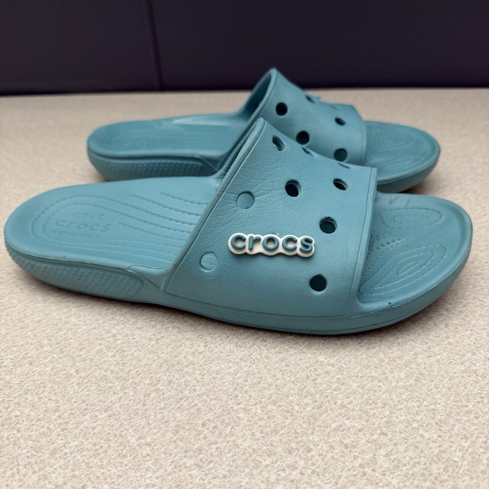 Crocs Blue Turquiose Iconic Comfort Slides Size Women's 11 Men's 9‎ Slide On